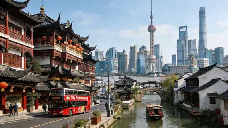 Billet Shanghai : jardin Yuyuan, temple et village d'eau en bus à arrêts multiples