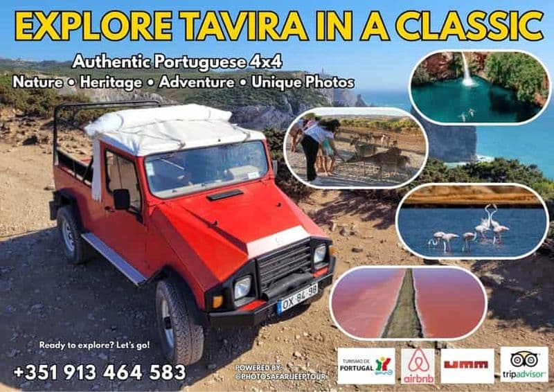 Billet Tavira : aventure en Jeep 4x4, marais salants roses et nature cachée.