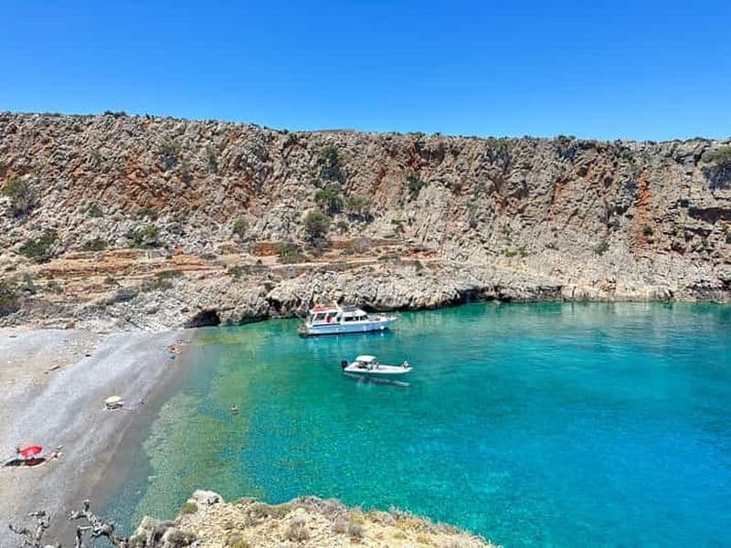 Billet La Canée : Croisière sur la plage de Menies et dans la baie de Chironisia avec plongée en apnée