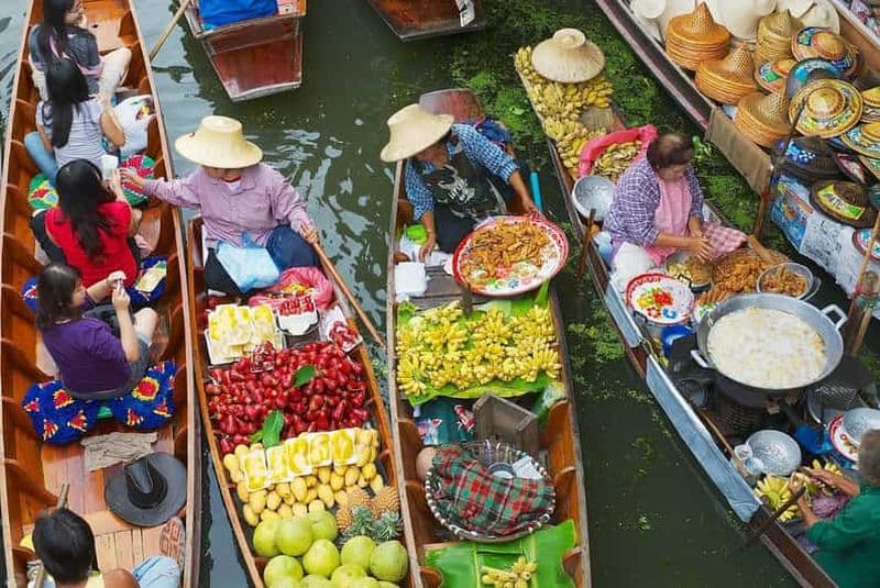 Billet Bangkok : marché ferroviaire et marché flottant avec tour en bateau