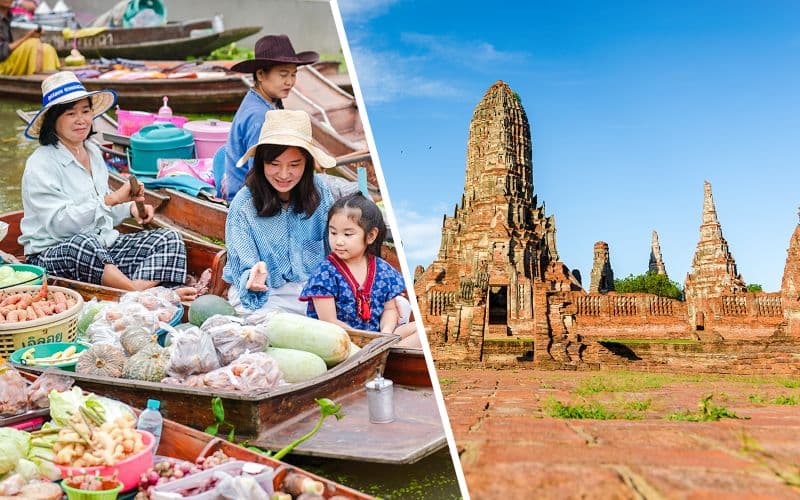 Billet Le marché flottant de Damnoen Saduak et les temples d'Ayutthaya : excursion guidée d'une journée