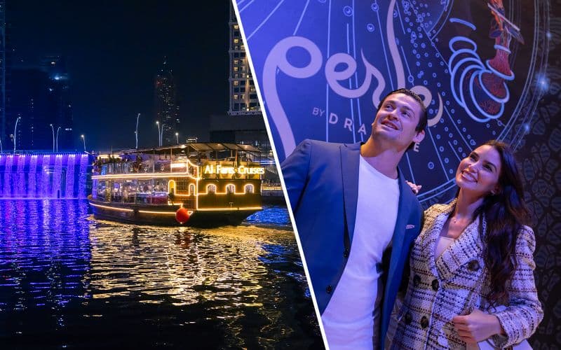 Billet Forfait dîner et soirée éblouissante : Dîner-croisière sur le canal de Dubaï avec boissons illimitées + spectacle La Perle