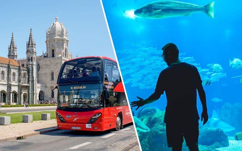 Billet Combo : Tour en bus Hop-On Hop-Off de Lisbonne + billets coupe-file pour l'Oceanário de Lisboa